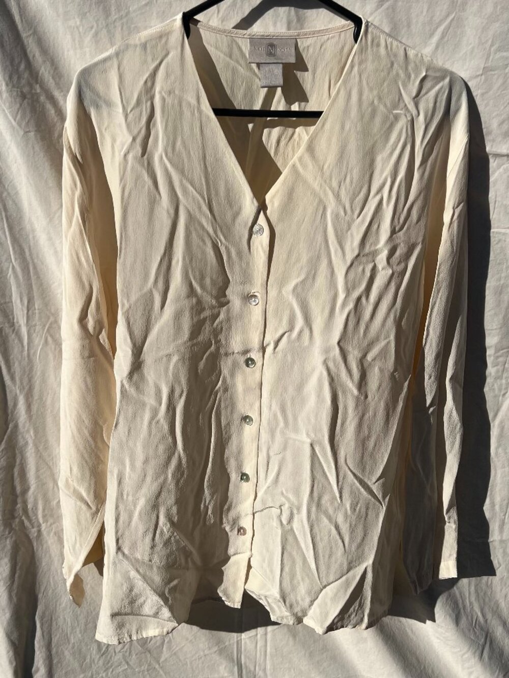 Nordstrom Womens Long Sleeve Button Down Ivory Size L
